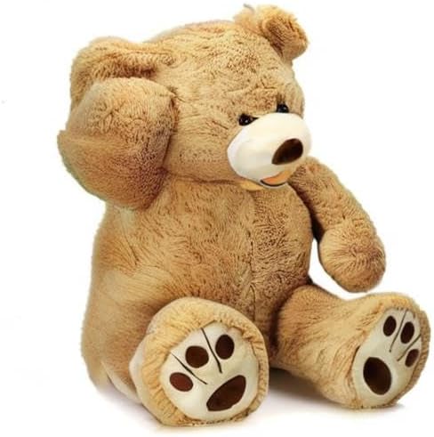 MorisMos Smiling Giant Teddy Bear, 39inch Large Stuffed Animal Bears with Big Footprints Plush, Kids Girlfriend Boyfriend Gift, Light Brown