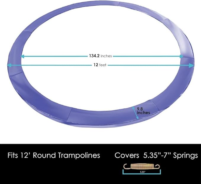 Trampoline Parts CO 8 FT 10 FT 12 FT 14 FT Universal Trampoline Spring Pad Cover Replacement, UV Resistant, Safety Foam Protection, Blue & Black Options, Compatible with Jumpzylla Trampolines