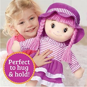 LOVE & HUG 24" Huggable Doll Soft Doll with Purple Dress and Yarn Hair