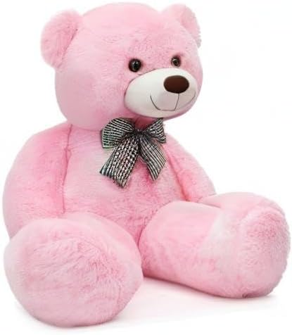 MorisMos Bow Tie Giant Teddy Bear 4 Feet, 47inch Classic Stuffed Animals Plush, Daughter Girlfriend Birthday Gift, Party Fover, Pink