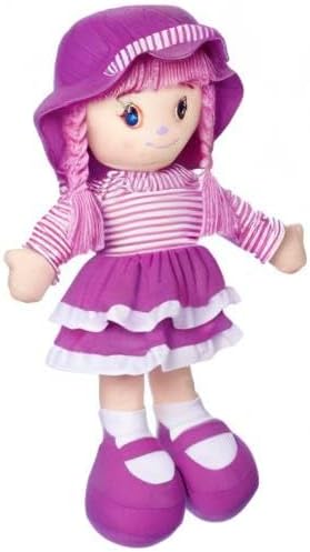 LOVE & HUG 24" Huggable Doll Soft Doll with Purple Dress and Yarn Hair