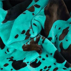 Teal Fleece Blanket Twin Size - Plush Soft Warm Turquoise Cow Print Throw for Bed, Couch, Sofa, Room Decor & Gifts