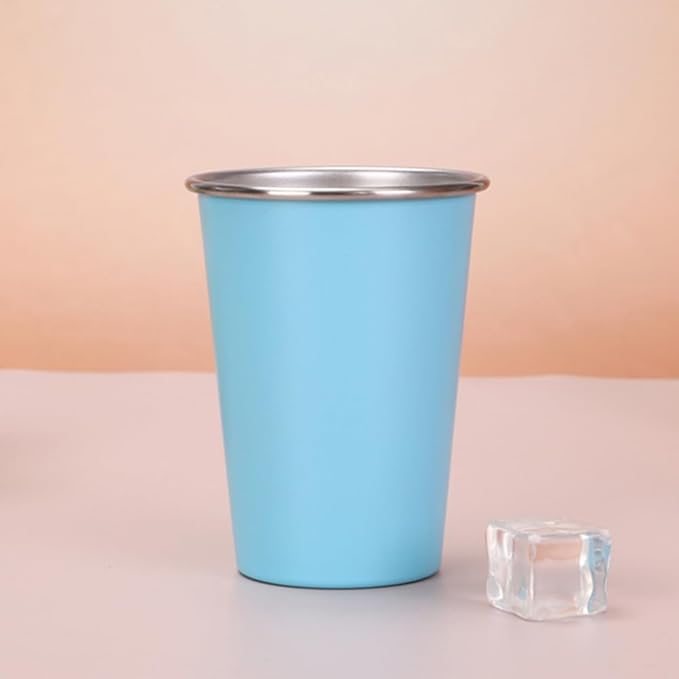 LOZACHE Stainless Steel Cups for Kids, 4 Pack 12oz Metal Cups Pint Tumbler Premium Camping Drinking Glasses Stackable Pint Tumblers for Boys Girls Children Adults, BPA Free, Unbreakable