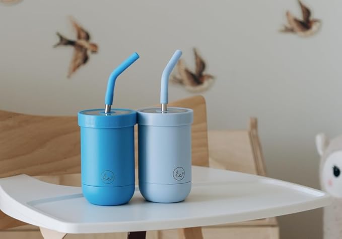 Double walled insulated stainless steel kids & toddler cups with straws and lids | Best Sippy cups with straw for boys 1+ year old | Holds 12oz capacity - On the Go Travel containers