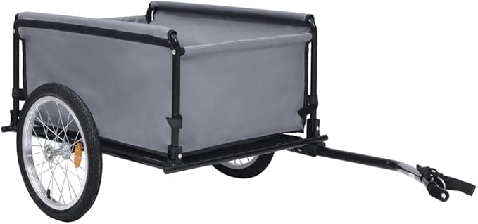 Bike Cargo Trailer with Rain Cover, Bicycle Cargo Trailer Foldable Two-Wheel Bike Luggage Wagon Bicycle Trailer with Removable Cover, Gray and Blue, Maximum Load Capacity: 143.3 lb