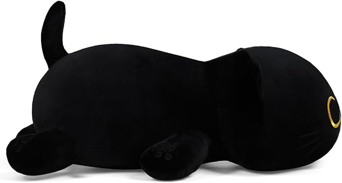 11.8in Plush Cat Toy Plush Pillow Stuffed Animal Cat Toy Cute Plushies Kids Plush Toy Pillow(Black Cat,30cm/11.8in)