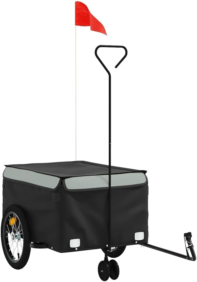 Bike Cargo Trailer, Bicycle Cart Bike Wagon Trailer, Bike Luggage Carrier, Loading Bike Storage Cart, Black and Gray, Maximum Load Capacity: 99.2 lb,-439