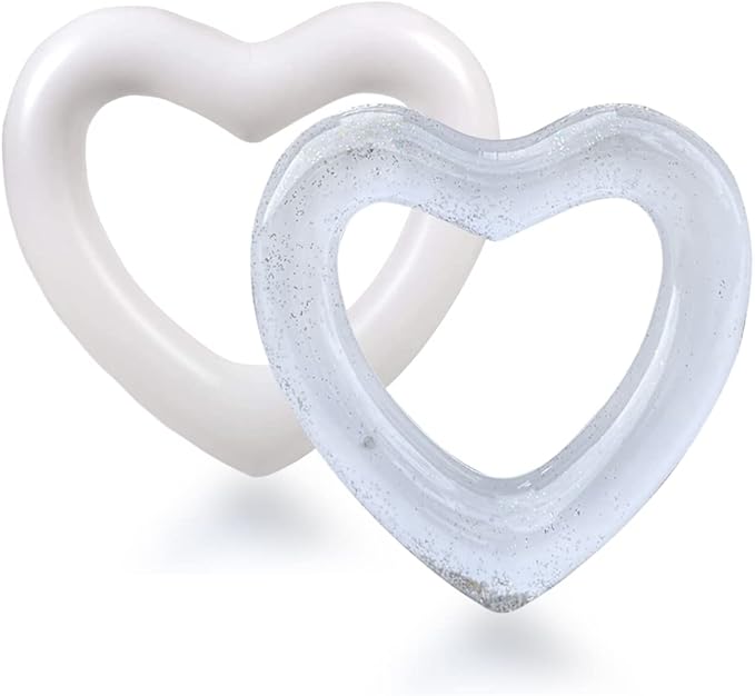 Inflatable Heart Pool Float, Sweet Love Swim Rings Float Loungers Tube for Summer Water Fun Beach Party Toys for Kids, Adults