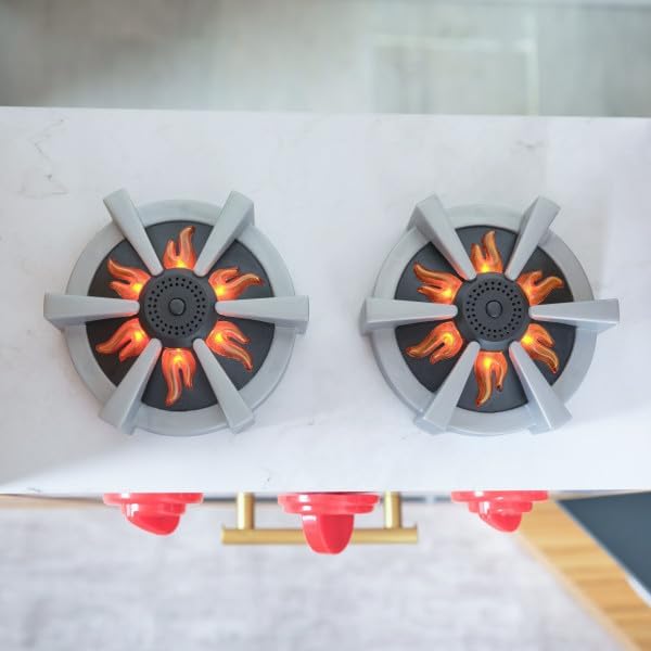 KidKraft Ultimate Corner Wooden Play Kitchen with Lights & Sounds, Play Phone and Curtains, Natural, Gift for Ages 3+