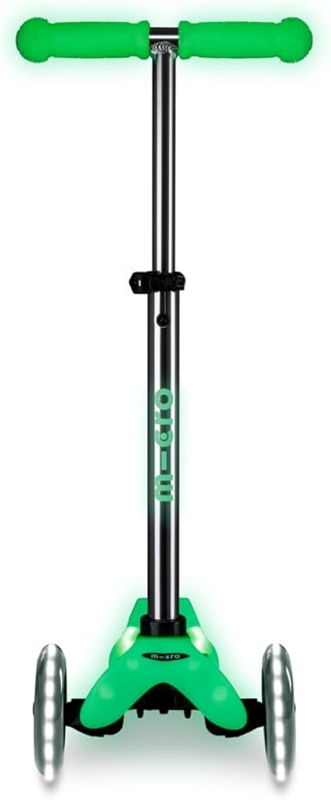 Micro Kickboard | Mini Deluxe Glow Plus LED Scooter | Adjustable Handlebar | Lean-to-Steer | Lightweight | Three-Wheeled | Kids Ages 2-5 yrs