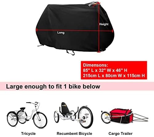 Waterproof Bike Cover Waterproof Foldable Bicycle shield Sun Protective Fits 1-3 Bikes Double Buckle Straps, Black
