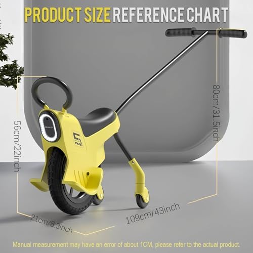 12in Hand Push Unicycle for Kids,Light Unicycle Bikes with Light/Handrails/Auxiliary Wheels,Kids Unicycle Bicycles,Parent-Child Unicycle Bike,Unicycle Balance Bikes