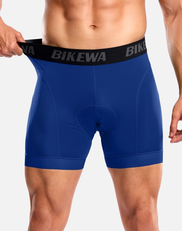 Bikewa Men's Cycling Underwear with Anti-Slip Leg Grips 4D Padded Bike Shorts MTB Liner for Bicycle Biking Riding