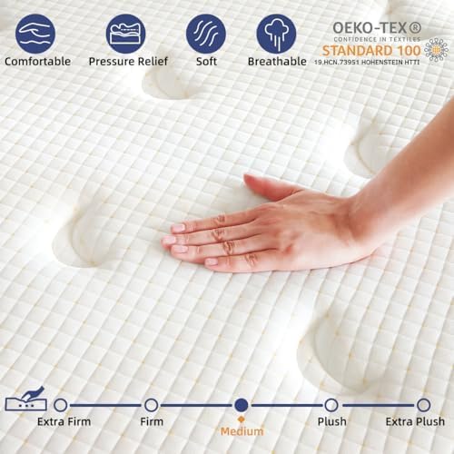 12 Inch Full Size Mattress, Memory Foam and Pocketed Coils Hybrid Mattress with Pressure Relief, Motion Isolation,Edge Support, Plush Feel, Mattresses in a Box, CertiPUR-US Certified