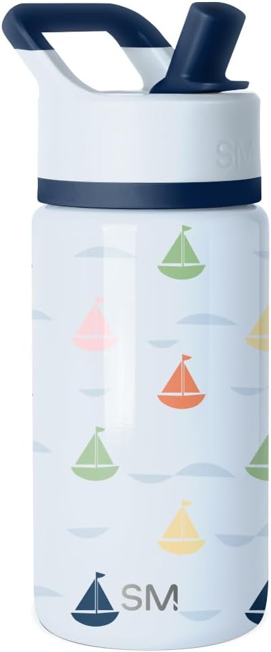 Simple Modern Kids Summit Water Bottle with Straw Lid | 14oz Stainless Steel Cup Insulated Tumbler Tumbler for Boys, Girls, School | Ships at Sea