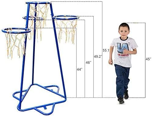 Kids Basketball Hoop, 4-Hoop Child Basketball Hoops, Portable Basketball Stand with Adjustable Heights and 3 Balls, for Age 3 Years and Up,Indoor and Outdoor Basketball Toy Set