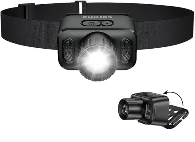 PHILIPS SFL3183RH LED Headlamp Rechargeable,Waterproof Flash Light for Outdoor,Camping Accessories Gear,6 Modes for Hiking, Running, Repairing, Fishing, Cycling,USB Cable Included