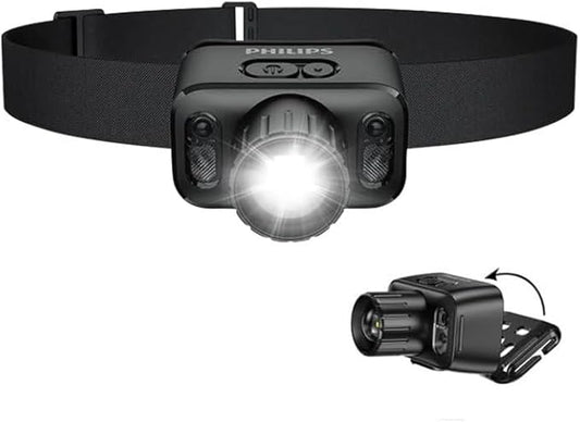 PHILIPS SFL3183RH LED Headlamp Rechargeable,Waterproof Flash Light for Outdoor,Camping Accessories Gear,6 Modes for Hiking, Running, Repairing, Fishing, Cycling,USB Cable Included