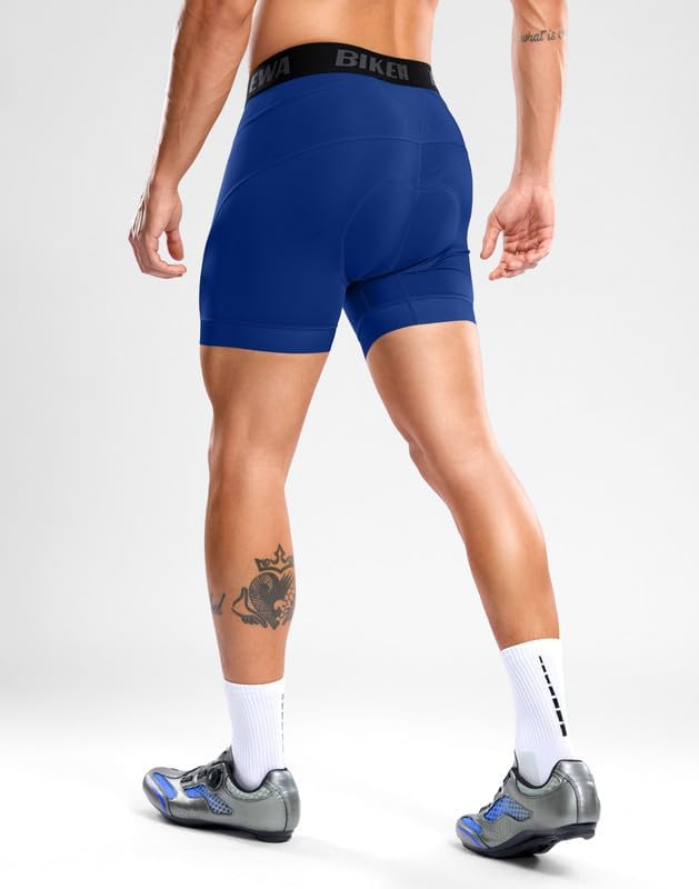 Bikewa Men's Cycling Underwear with Anti-Slip Leg Grips 4D Padded Bike Shorts MTB Liner for Bicycle Biking Riding