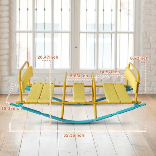 2 in 1 Teeter Totter Seesaw for Kids, 1-3 Person Metal Rocking Seesaw for Boys Girls Indoor Outdoor Rocker Toy Playground Equipment for Backyard