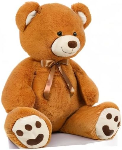 MorisMos 47inch Giant Teddy Bear Stuffed Animal 4ft, Big Teddy Bear Plush for Baby Shower, Life Size Stuffed Bear Gifts for Kids, Girls, Girlfriend, Women on Valentine, Christmas, Birthday（Brown）