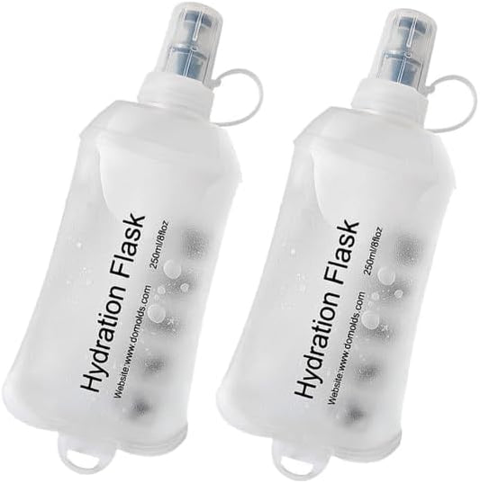 CLINTT 250ml Soft Flask, Foldable Running Water Bottle, TPU Folding Soft Water Flask, BPA-Free Collapsible Flask for Hydration Pack Running Vest, Cycling, Climbing, Hiking - 2Pcs, White