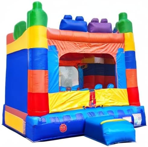 Crossover Building Blocks Inflatable Bounce House, Bouncy Jump Castle for Kids and Toddlers, Outdoor Birthday Party Jumping Bouncer, Commercial-Grade, Without Blower, 13 x 12 x 14.5 Ft