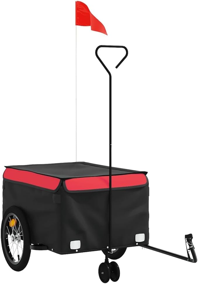 Bike Cargo Trailer, Bicycle Cart Bike Wagon Trailer, Bike Luggage Carrier, Loading Bike Storage Cart, Black and Red, Maximum Load Capacity: 99.2 lb,-438