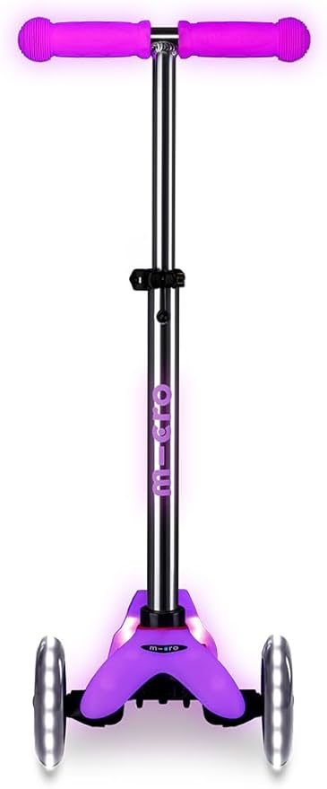 Micro Kickboard | Mini Deluxe Glow Plus LED Scooter | Adjustable Handlebar | Lean-to-Steer | Lightweight | Three-Wheeled | Kids Ages 2-5 yrs