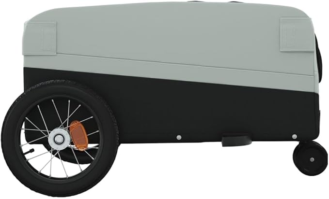 Bike Trailer Bicycle Cargo Trailer, Bike Wagon Trailer, Bike Cart with Safety Flag, Black and Gray 66.1 lb Iron, 48"x20.9"x20.9"