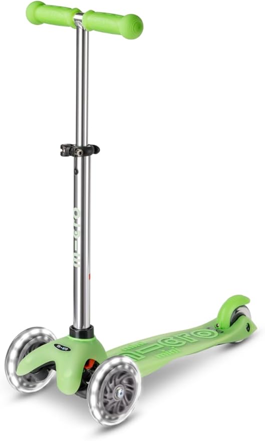 Micro Kickboard | Mini Deluxe Glow Plus LED Scooter | Adjustable Handlebar | Lean-to-Steer | Lightweight | Three-Wheeled | Kids Ages 2-5 yrs