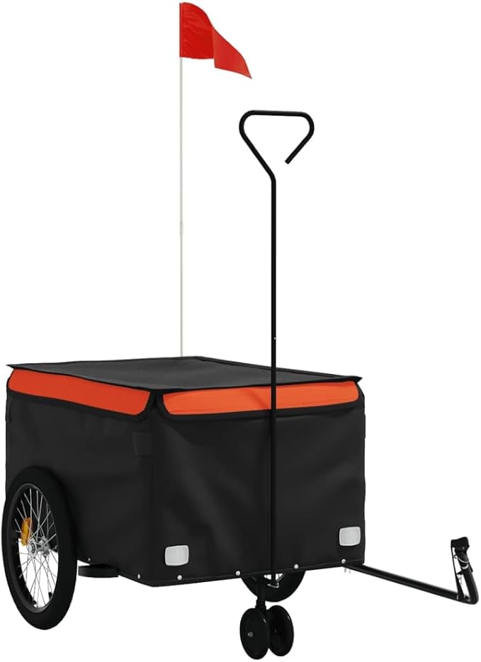 Bike Cargo Trailer, Bicycle Cart Bike Wagon Trailer, Bike Luggage Carrier, Loading Bike Storage Cart, Black and Orange, Maximum Load Capacity: 99.2 lb,-440