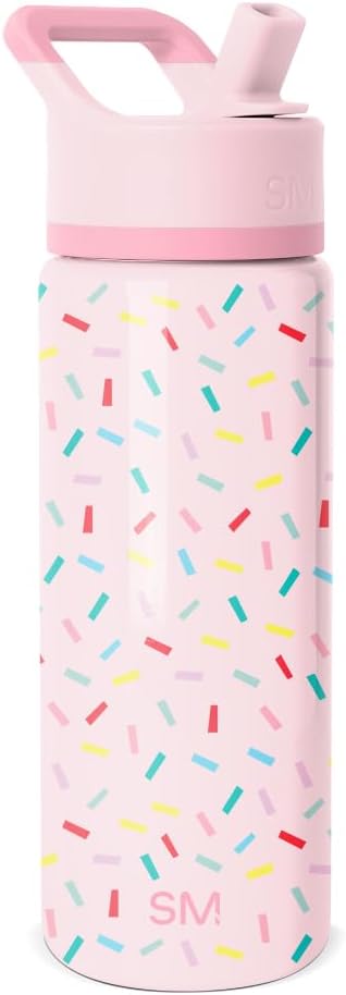 Simple Modern Kids Summit Water Bottle with Straw Lid | 18oz Stainless Steel Cup Insulated Tumbler for Toddlers, School | Confetti