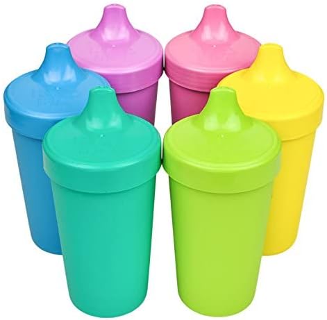Re-Play Spill-Proof Sippy Cups - Reusable 10 Oz Set of 6, Dishwasher & Microwave Safe, Made in USA, Sorbet