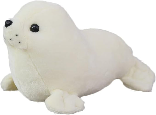 Seal Plush Stuffed Animal White Cute Toy Pillow Kawaii Doll for Kids, 11.8 inch
