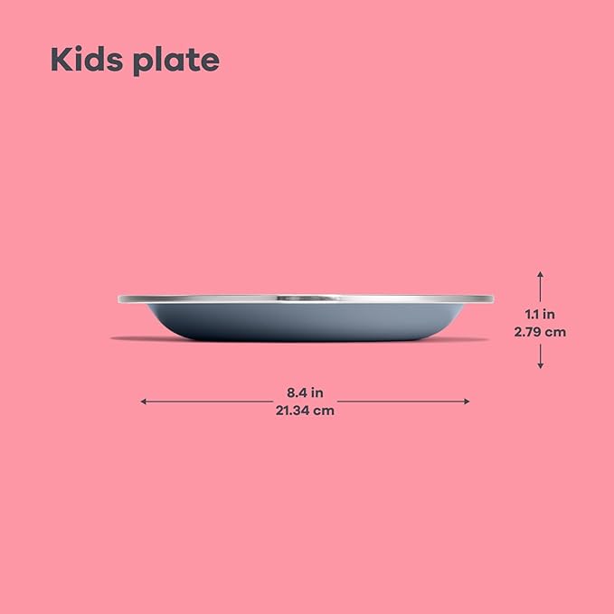 Hydro Flask Stainless Steel Kids Plate- Dishwasher Safe, Stackable, Dinner Plate in Koala Gray