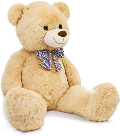 MorisMos Bow Tie Giant Teddy Bear 4 Feet, 47inch Stuffed Animal Big Teddy Bear Plush, Classic Girlfriend Boyfriend Gift Birthday, Brown