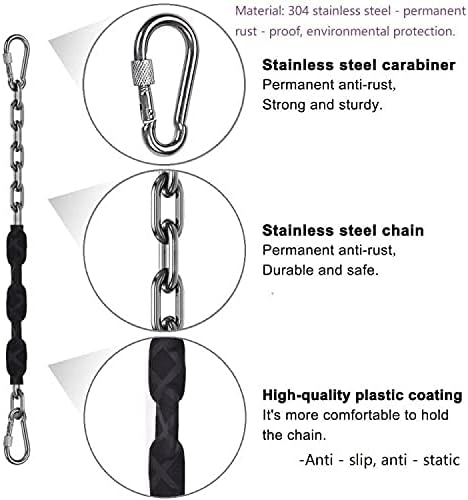 2 Stainless Steel Chains (84") Swing Chains, Heavy Duty Swing Hardware,4 Quick Connection Buckles, Indoor and Outdoor Playground Swings, hammocks, sandbags, 1000 lb Capacity Black