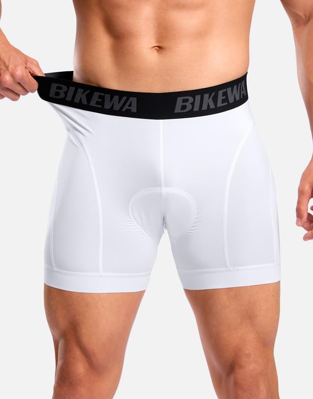Bikewa Men's Cycling Underwear with Anti-Slip Leg Grips 4D Padded Bike Shorts MTB Liner for Bicycle Biking Riding