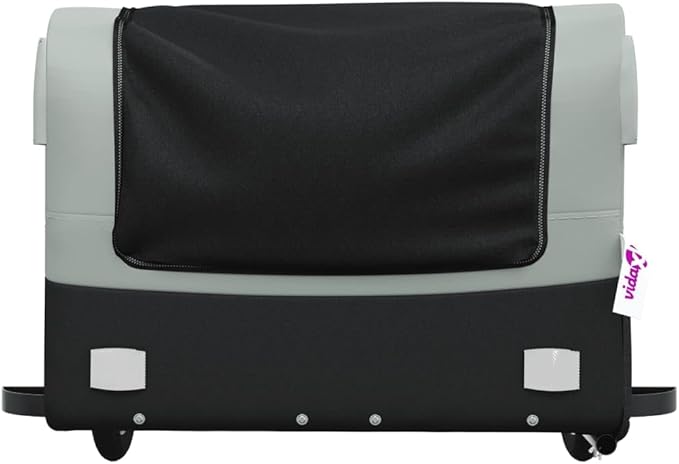 Bike Trailer Bicycle Cargo Trailer, Bike Wagon Trailer, Bike Cart with Safety Flag, Black and Gray 99.2 lb Iron, 53.9"x27.2"x23.2"