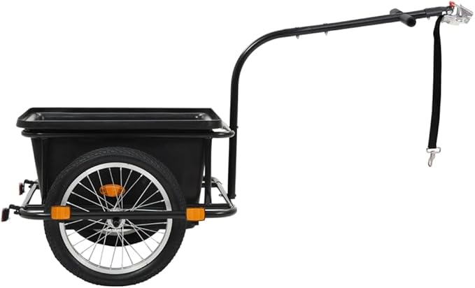 Bike Cargo Trailer Black 13.2 gal, Bicycle Cart Wagon Trailer w/Hitch, 330.7 lb Max Load Steel Frame Heavy Duty Bicycle Cargo Wagon Trailer for Carrying Stuff Luggage Plants Tools
