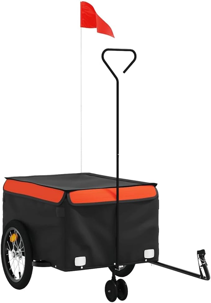 Bike Cargo Trailer, Bicycle Cart Bike Wagon Trailer, Bike Luggage Carrier, Loading Bike Storage Cart, Black and Orange, Maximum Load Capacity: 99.2 lb,-437