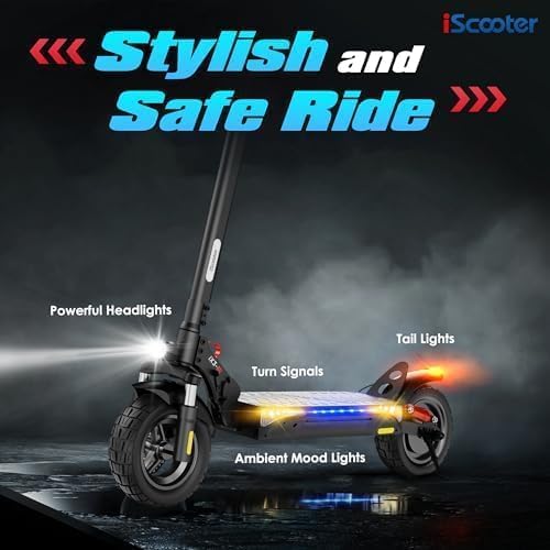 iScooter Electric Scooter, 10" Tires, 800W Motor E-Scooter Up to 25/28 Miles Range, Top Speed 24/28 MPH, Adjustable Handlebar Height, Folding Commuting Electric Scooter for Adults-(Optional Seat)