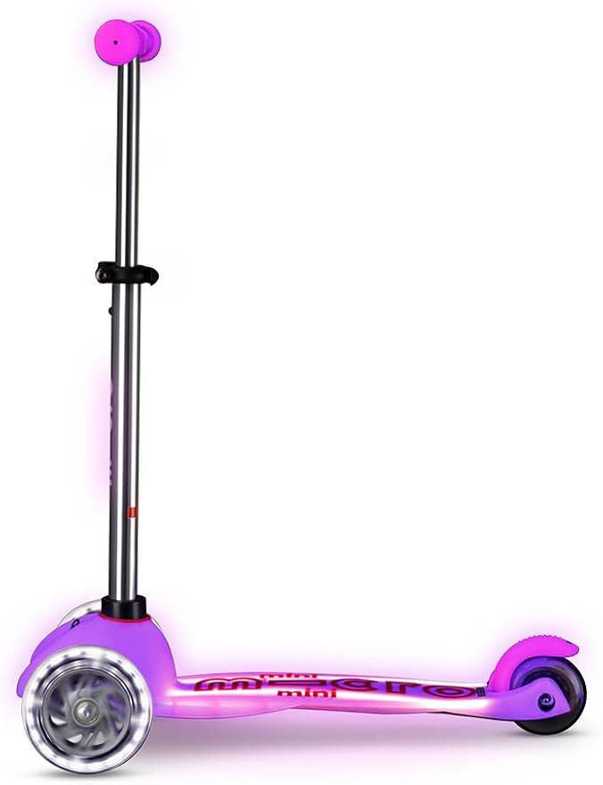 Micro Kickboard | Mini Deluxe Glow Plus LED Scooter | Adjustable Handlebar | Lean-to-Steer | Lightweight | Three-Wheeled | Kids Ages 2-5 yrs