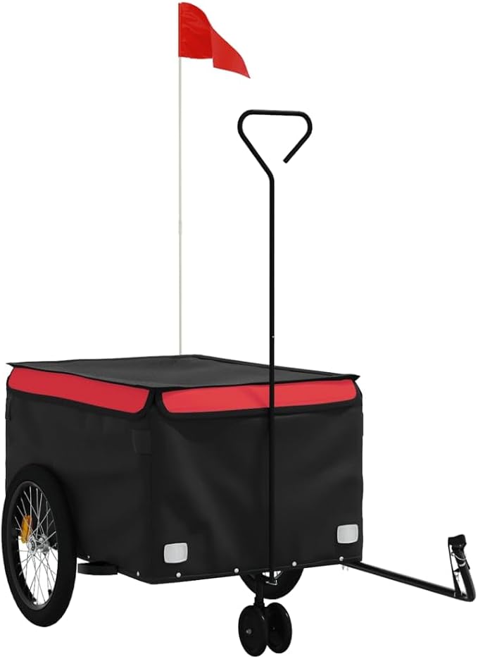 Bike Cargo Trailer, Bicycle Cart Bike Wagon Trailer, Bike Luggage Carrier, Loading Bike Storage Cart, Black and Red, Maximum Load Capacity: 99.2 lb,-441