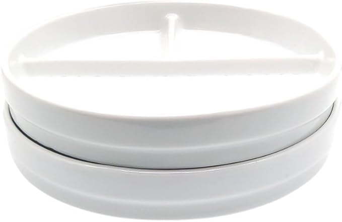 Elk and Friends Kids 7.8” Porcelain White Plates | Divided Plates | Suitable for Kids/Toddlers | Microwave & Dishwasher Safe | Non Slip | Snack Dishes | 2 Pack