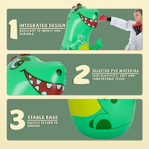 Inflatable Dinosaur Punching Bag for Kids,Bounce Back Dino Toddlers Boxing Bag Toy for 3-5