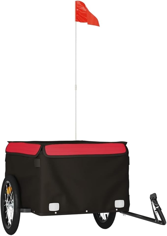 Bike Cargo Trailer, Bicycle Cart Bike Wagon Trailer, Bike Luggage Carrier, Loading Bike Storage Cart, Black and Red, Maximum Load Capacity: 99.2 lb,-434