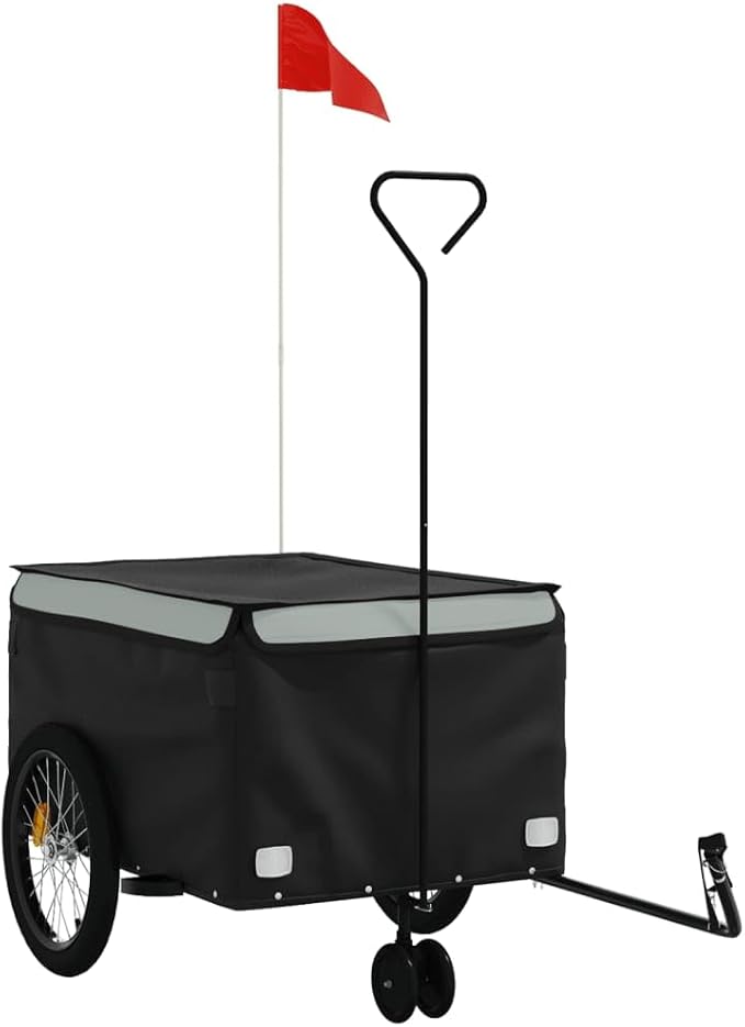Bike Cargo Trailer, Bicycle Cart Bike Wagon Trailer, Bike Luggage Carrier, Loading Bike Storage Cart, Black and Gray, Maximum Load Capacity: 99.2 lb,-442