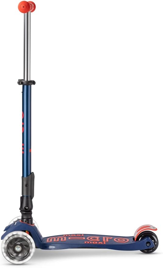 Micro Kickboard - Maxi Deluxe Foldable LED - Three Wheeled, Lean-to-Steer, Fold-to-Carry Swiss-Designed Micro Scooter for Kids with Motion-Activated Light-Up Wheels for Ages 5-12